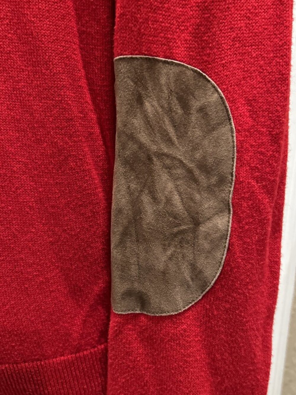 Vineyard Vines Sweater Mens L Red Pullover 1/4 Zip Pima Baby Alpaca Elbow Patch - Picture 9 of 11